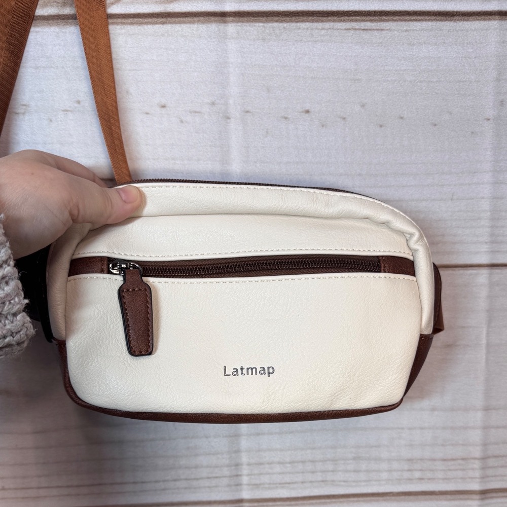 Latmap Belt Bag Unisex OS Cream Brown Faux Leather Adjustable Waist Pack